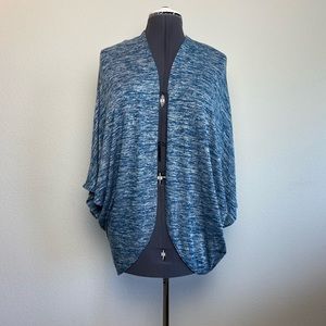 AZULES LARGE Casual Teal Half Sleeve Cocoon Back Cozy Shrug Cardigan Sweater
